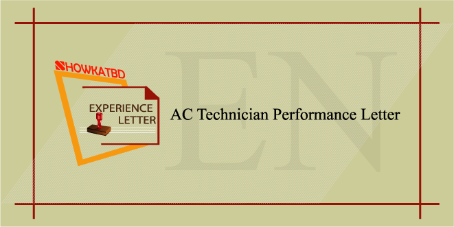 AC Technician Performance Letter