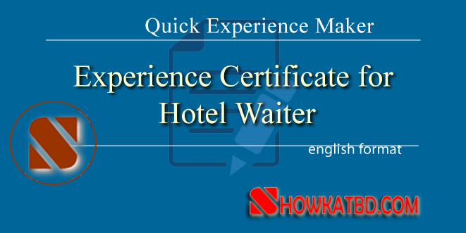 Hotel Waiter Experience Letter